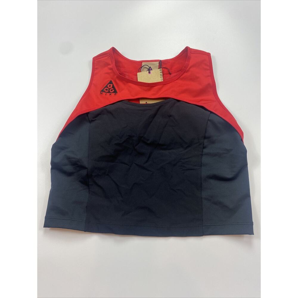 Nike ACG Women's Crop Sport Bra Top CK6868-657 Red Black Size Medium Tight Fit